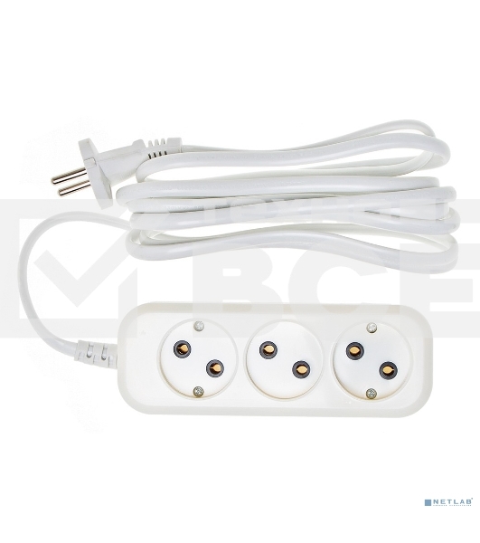 Сетевой удлинитель Buro BU-PSL3.3/W 3м (3 розетки) белый (пакет ПЭ)