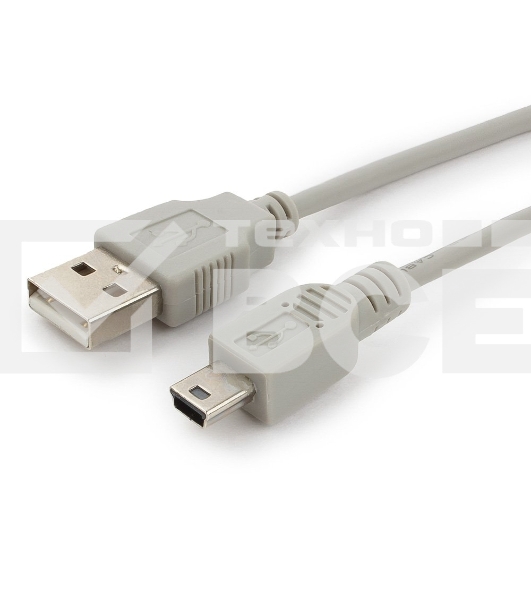 Кабель USB2.0 Cablexpert CC-USB2-AM5P-3-N, AM/MiniUSB, медь, экран, Pro, 0.9м серый, пакет