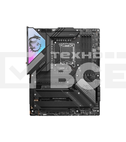 Материнская плата MSI MPG Z790 CARBON WIFI II, LGA 1700, Intel Z790, 4xDDR5, 6xSATA, 5xM.2, 1xPCIe 5.0 x16, 1xPCIe 4.0 x16, 1xPCIe x1, 1xHDMI, 1x 2.5Gb LAN, 6xUSB-A 3.2 Gen 2, 2xUSB-A 3.2 Gen 1, 1xUSB-C 3.2 Gen 2, 1xUSB-C 3.2 Gen 2x2, 5x3.5 мм, 7.1, ATX