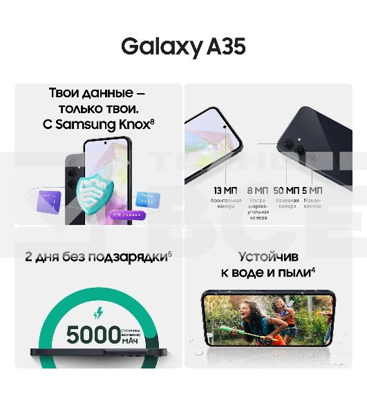 Смартфон Samsung Galaxy A35 5G, 8/256Gb, темно-синий