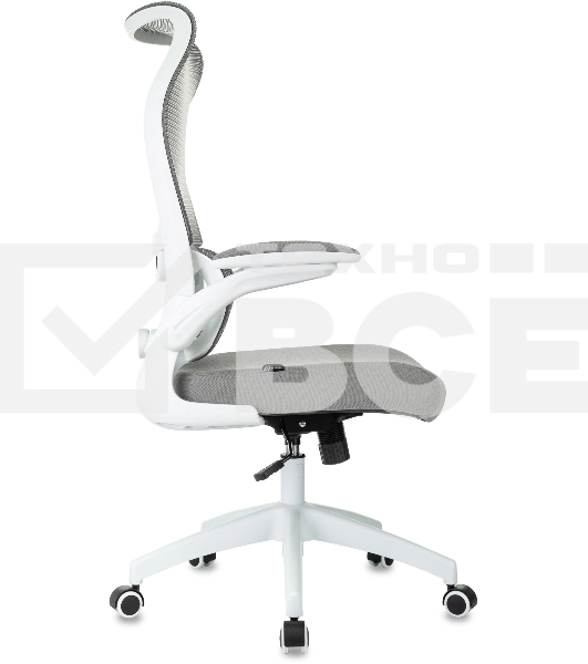 Кресло руководителя Бюрократ Sigma WH 1 серый, сетка/ткань, крестов. пластик, пластик белый