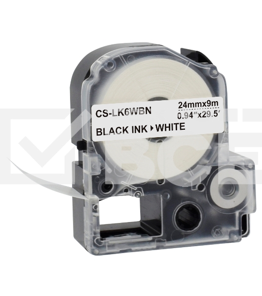 Картридж ленточный Cactus CS-LK6WBN черный, 24мм, 9м для Epson LW700/LW600P/LW1000P/Z700/Z900