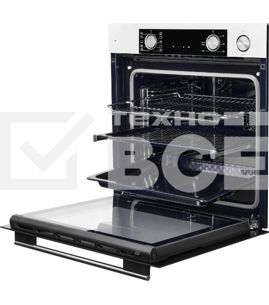 Электрический духовой шкаф Kuppersberg KSO 610 W 60 см, 80 л, High-Tech, 10 режимов, ПАР, Soft Close, телескопические направляющие, белый цвет