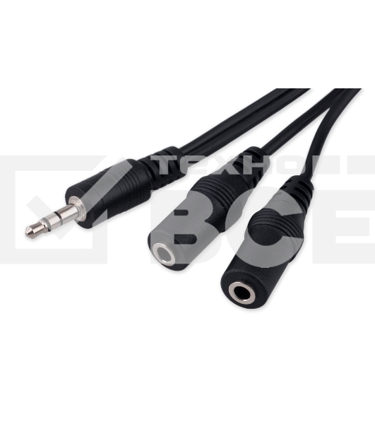 Кабель-разветвитель аудио Cablexpert CCA-415-5M-N, Jack 3.5(M) 3pin/2xJack 3.5(F), 5м, черный, пакет