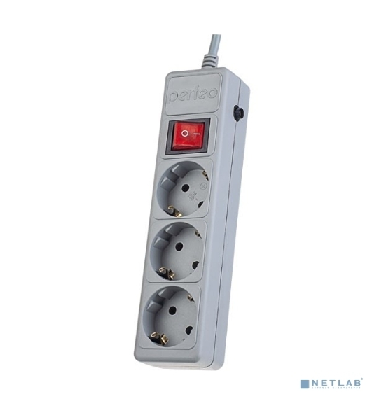 Сетевой фильтр Perfeo 'POWER+', PF_A4665 (1,8 м, 3 розетки, серый (PF-PP-3/1,8-G))