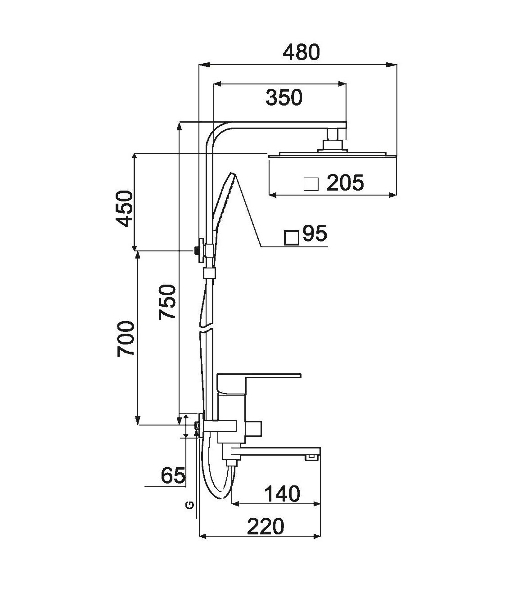 SL144-009DK Душевая система, Ø35