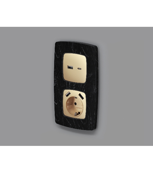 Лицевая панель OMEGA (Шампань) для розетки 2USB тип A+C QUANT OP6110