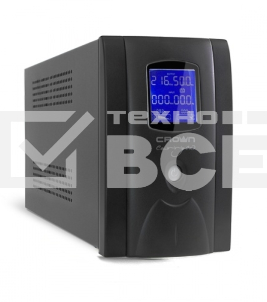 Источник бесперебойного питания CROWN Line Intractive CMU-800EURO LCD USB 800VA\480W, корпус металл, 1x12V/9AH, розетки 4*EURO+1*IEC bypass, трансформатор AVR 145-280V, LCD-дисплей, съёмный кабель 1.2 м, порт RJ11/45, порт USB, защита: от перегрузки, от К