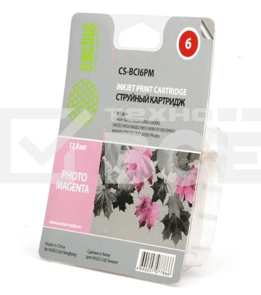 Картридж струйный Cactus CS-BCI6PM пурпурный (12ml) для Canon S800/S820/S900/S9000/i905D/i950S/i960x