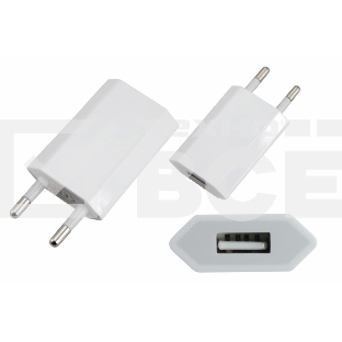 Сетевое зарядное устройство iPhone/iPod USB белый (СЗУ) (5 V, 1000 mA) Rexant