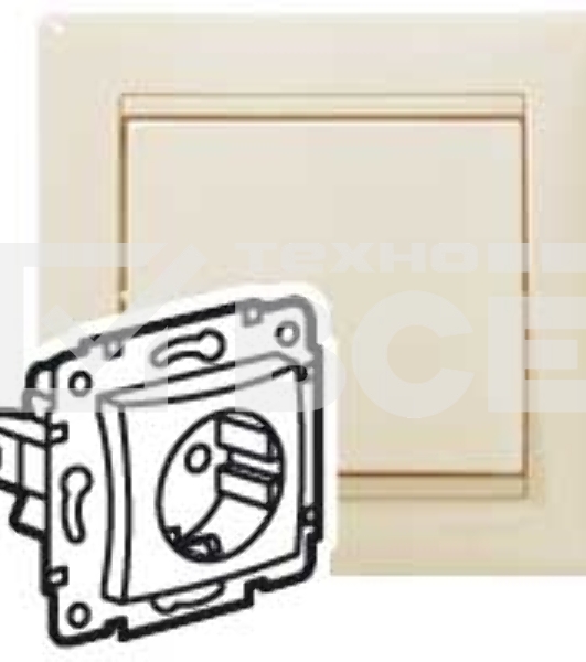 Механизм розетки 1-м СП Valena 2К+З с заземл. нем. станд. сл. кость (DIY-упак.) Legrand 695612