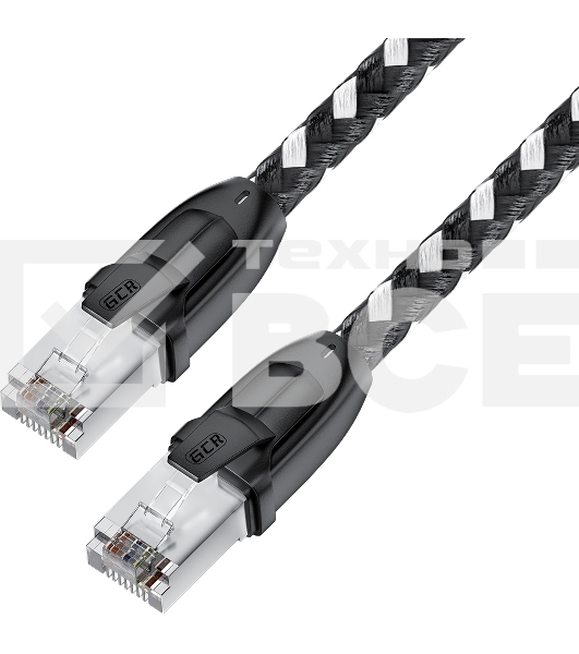 Патч-корд GCR PROF прямой 5.0m, UTP медь кат.6, STRONG черно-белый нейлон, ethernet high speed 10 Гбит/с, T568B, GCR-52779