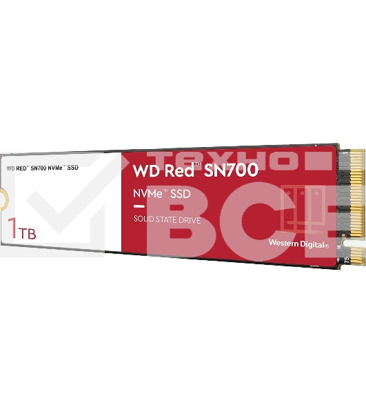 Накопитель SSD WD Red SN700, 1TB, PCIe 3.0 x4, M.2 2280, NVMe, R/W 3430/3000