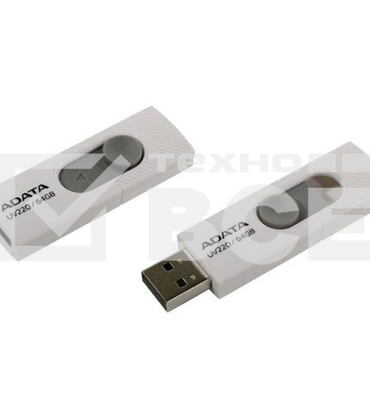 Флеш диск 64GB ADATA UV220, USB 2.0, белый/серый