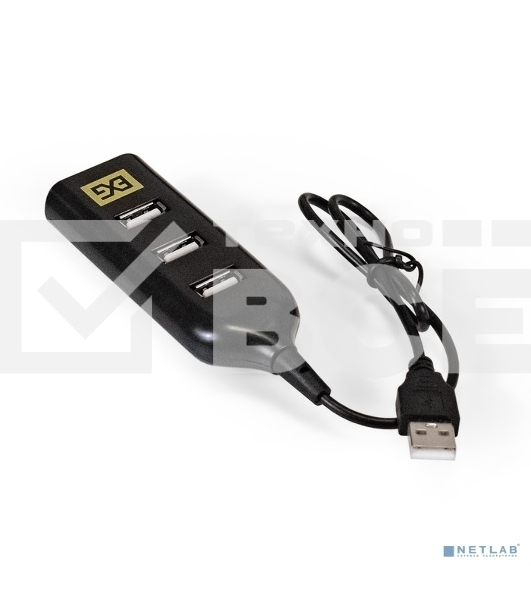 Хаб USB (концентратор) ExeGate EX293976RUS DUB-42 (кабель-адаптер USB2.0 --> 4xUSB2.0, Plug&Play, черный)