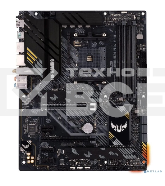 Материнская плата ASUS TUF GAMING B550-PLUS WIFI II, AM4, AMD B550, 4xDDR4, 6xSATA, 2xM.2, 1xPCI-E 3.0 x16, 1xPCI-E 4.0 x16, 3xPCI-E x1, 1xDP, 1xHDMI, 1x 2.5Gb LAN, 2xUSB-A 3.2 Gen 1, 1xUSB-A 3.2 Gen 2, 1xUSB-C 3.2 Gen 2, 3x3.5 мм, 7.1, ATX