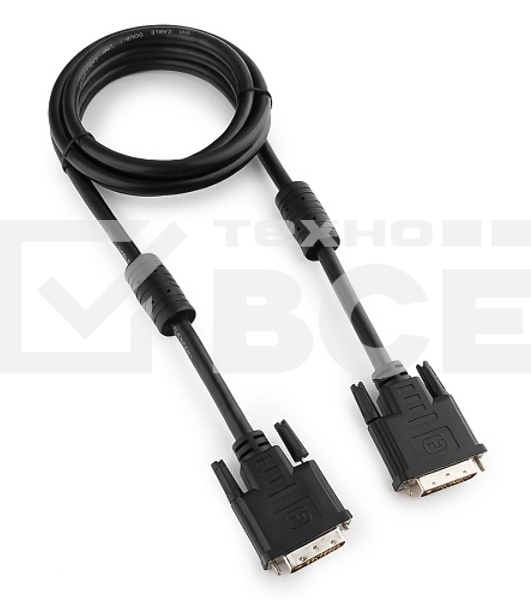 Кабель Кабель DVI-D dual link Gembird/Cablexpert , 25M/25M, 1.8м, черный, экран, феррит.кольца, пакет(CC-DVI2-BK-6)
