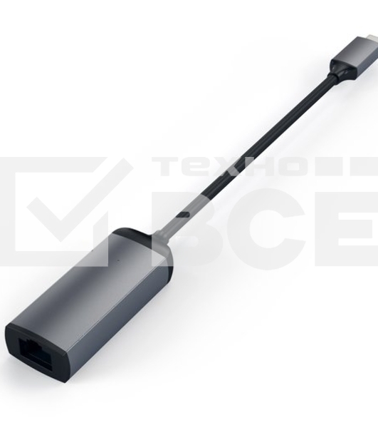Адаптер Satechi Type-C to Gigabit Ethernet. Поддержка 10/100/1000Mbps Ethernet. Цвет серый космос.