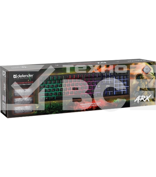 Клавиатура Defender Arx GK-196L RU проводная, USB, черный