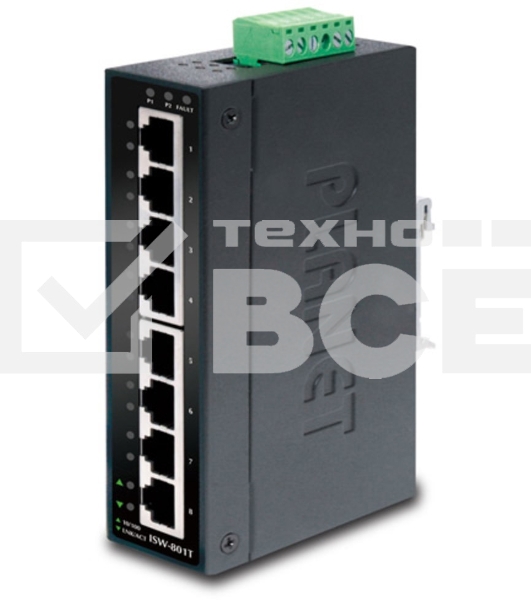 Коммутатор IGS-801T индустриальный неуправляемыйIP30 Slim type 8-Port Industrial Gigabit Ethernet Switch (-40 to 75 degree C)