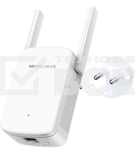 Усилитель сигнала Mercusys ME30 AC1200 Wi-Fi Range Extender, 300 Mbps at 2.4 GHz + 867 Mbps at 5 GHz, 1 x 10/100 LAN, 2× Fixed External Antennas, Wall Plugged, WPS/Reset Button, Signal Indicator, Range Extender/Access Point mode, Adaptive Path Selection