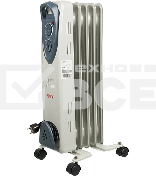 Обогреватель масляный Ресанта ОМ- 5Н (1 кВт) 67/3/6, 5 секц.