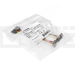 Кабель питания SATA ExeGate EX-CC-SATAM2F-0.15A (15pin M/2x15pinF, угловые разъемы, 0,15м)