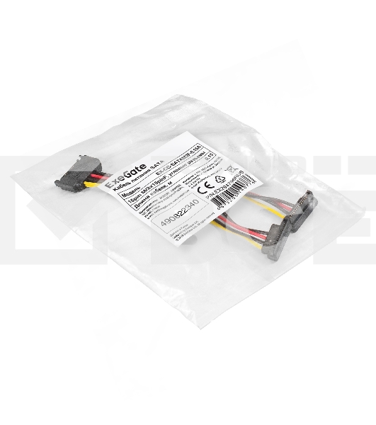 Кабель питания SATA ExeGate EX-CC-SATAM2F-0.15A (15pin M/2x15pinF, угловые разъемы, 0,15м)