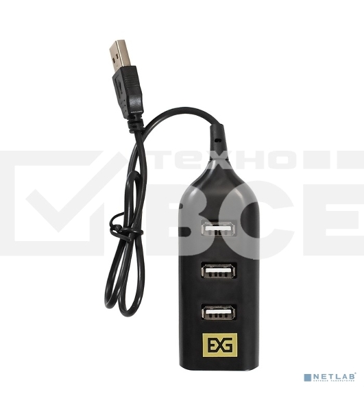 Хаб USB (концентратор) ExeGate EX293976RUS DUB-42 (кабель-адаптер USB2.0 --> 4xUSB2.0, Plug&Play, черный)