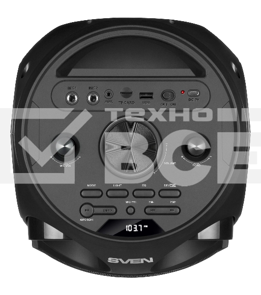 Колонка АС Sven PS-750, черный (80 Вт, TWS, Bluetooth, FM, USB, microSD, LED-дисплей, 2х4400мА*ч)