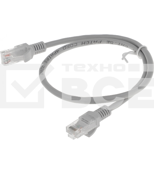 Патч-корд Premier PP12-0.5M 1000Гбит/с UTP 4 пары cat.5E CCA molded 0.5м серый RJ-45 (m)-RJ-45 (m)