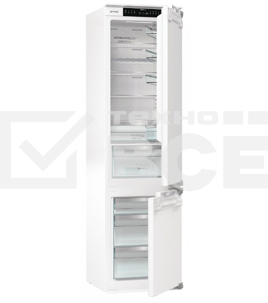 Встраиваемый холодильник Gorenje NRKI519E82WF, 193 см, электронное управление, цифровой дисплей, Wi-Fi, NoFrost Dual, Multiflow 360, контейнер CrispZone с контролем влажности, функция ConvertActive, AdaptTech, MultiAdjust, жесткое крепление, инверторный компрессор, уровень шума 35 дБ