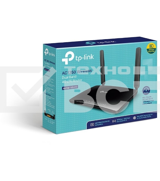 Роутер беспроводной TP-Link Archer MR400 AC1200 10/100BASE-TX/4G черный