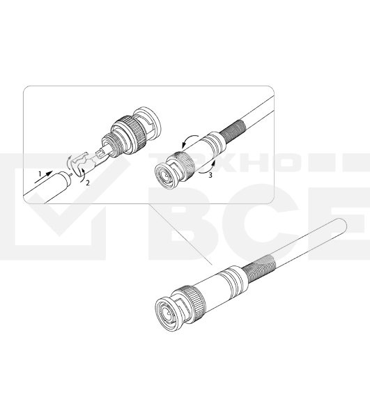 Разъем штекер BNC под пайку с пружиной металл (универсальный) PROCONNECT