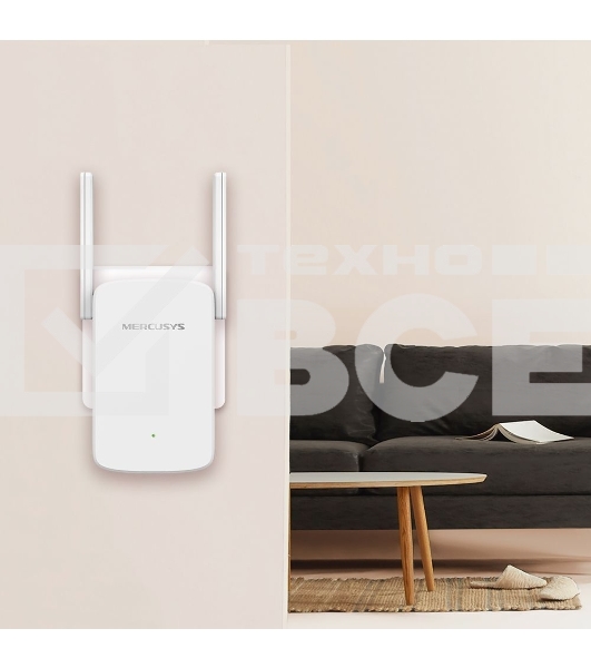Усилитель сигнала Mercusys ME30 AC1200 Wi-Fi Range Extender, 300 Mbps at 2.4 GHz + 867 Mbps at 5 GHz, 1 x 10/100 LAN, 2× Fixed External Antennas, Wall Plugged, WPS/Reset Button, Signal Indicator, Range Extender/Access Point mode, Adaptive Path Selection