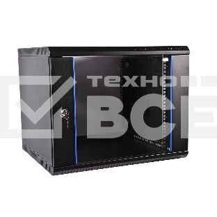 Шкаф телекомм. настенный разборный 15U (600х650) дверь стекло, черный