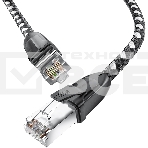 Патч-корд GCR PROF прямой 5.0m, UTP медь кат.6, STRONG черно-белый нейлон, ethernet high speed 10 Гбит/с, T568B, GCR-52779, фото3