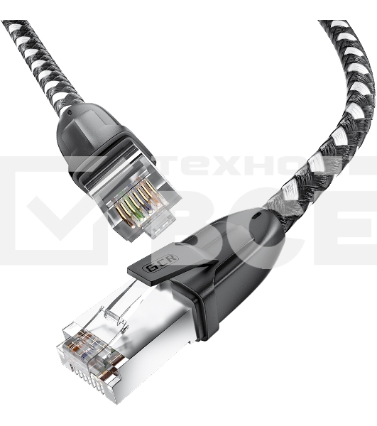 Патч-корд GCR PROF прямой 5.0m, UTP медь кат.6, STRONG черно-белый нейлон, ethernet high speed 10 Гбит/с, T568B, GCR-52779