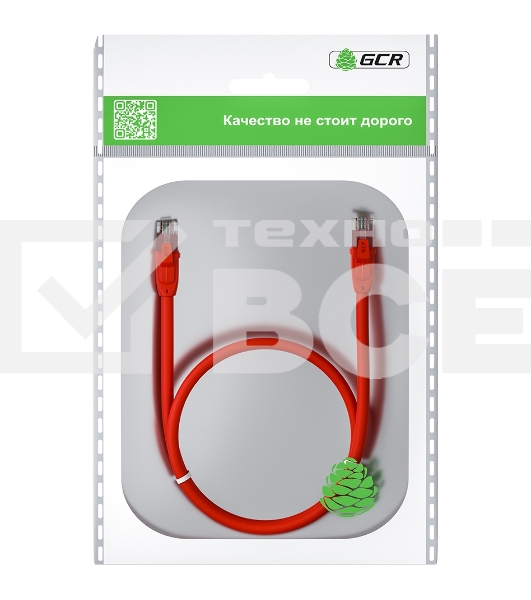 Патч-корд GCR прямой 7.5m UTP кат.6, красный, 24 AWG, ethernet high speed, RJ45, T568B, GCR-52707