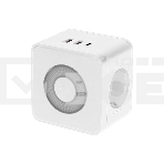 Двойник электрический Куб 16А с заземлением + 2хUSB-A 2,4А + USB Type-C 3А с ночной подсветкой, белый Rexant, фото2