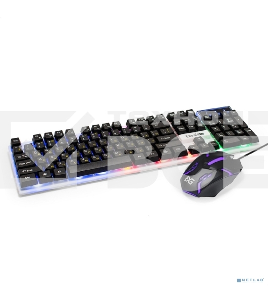 Комплект ExeGate Professional Standard Combo MK140 с подсветкой (клавиатура влагозащищенная 104кл. +  мышь оптическая 1000dpi, 3 кнопки и колесо прокрутки, длина кабелей 1,5м; USB, серый, Color Box)