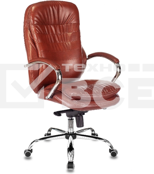 Кресло руководителя Бюрократ T-9950 светло-коричневый Leather Eichel, кожа, крестов. металл хром