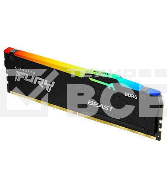 Оперативная память Kingston Fury Beast, DDR5, 8GB (1x8GB), 6000MHz, CL36, с радиатором, RGB, черный
