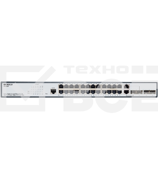 Коммутатор ORIGO Managed L2 Switch 24x1000Base-T PoE, 2x1000Base-X SFP, 2xCombo 1000Base-T/SFP, PoE Budget 250W, RJ45 Console, 19