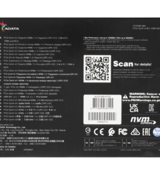 Накопитель SSD ADATA LEGEND 960, 4Tb, PCIe 4.0 x4, M.2 2280, NVMe, R/W 7400/6800, с радиатором
