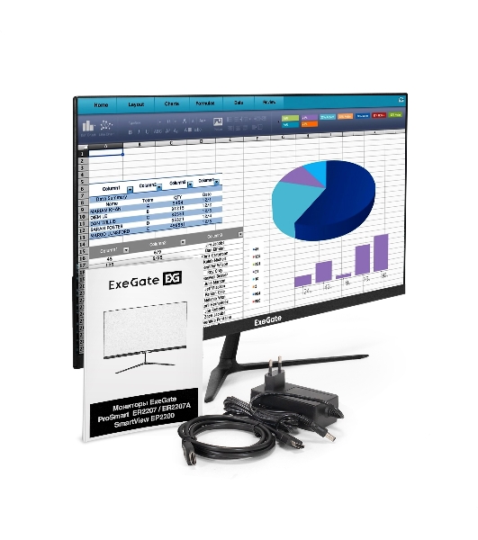 Монитор 21.5' 100 Гц ExeGate ProSmart ER2207 (VA LED Grade A+, FHD, 1920x1080@100Гц, 16:9, 250cd/m2, 3000:1, 178°/178°, 5ms, D-Sub, HDMI, Flicker-free, Low Blue Light, кабель HDMI 1.5м, VESA, регулировка наклона (tilt), черный)