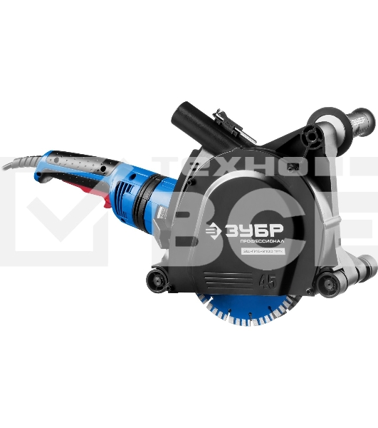Штроборез ЗУБР ЗШ-П45-2100 ПВТК глуб. 45 мм, 180 мм, подключ. пылесоса, плавный пуск, 2100 Вт