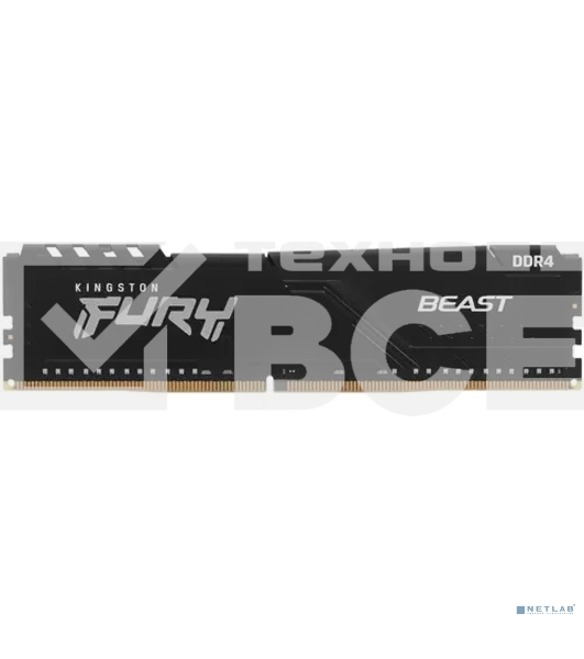 Оперативная память Kingston Fury Beast, DDR4, 32GB (1x32GB), 3600MHz, CL18, с радиатором, черный
