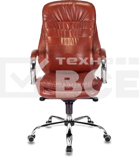 Кресло руководителя Бюрократ T-9950 светло-коричневый Leather Eichel, кожа, крестов. металл хром