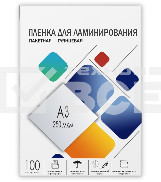Пленка 303х426 (250 мик) 100 шт./ Пленка для ламинирования A3, 303х426 (250 мкм) глянцевая 100шт